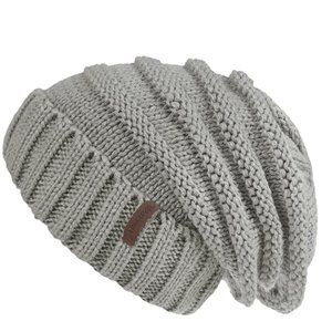 New Knit Beanie for Women Winter Hats Oversized Slouchy Chunky Beanie - Grey